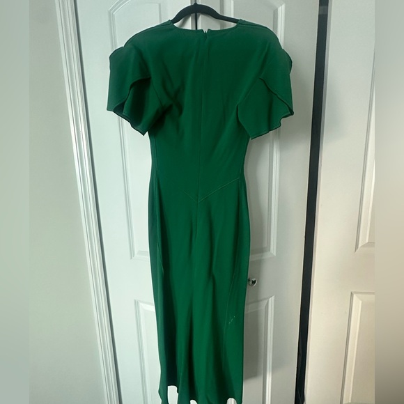 Victoria Beckham Gathered wool-blend midi dress, green, size US2 - Picture 7 of 10